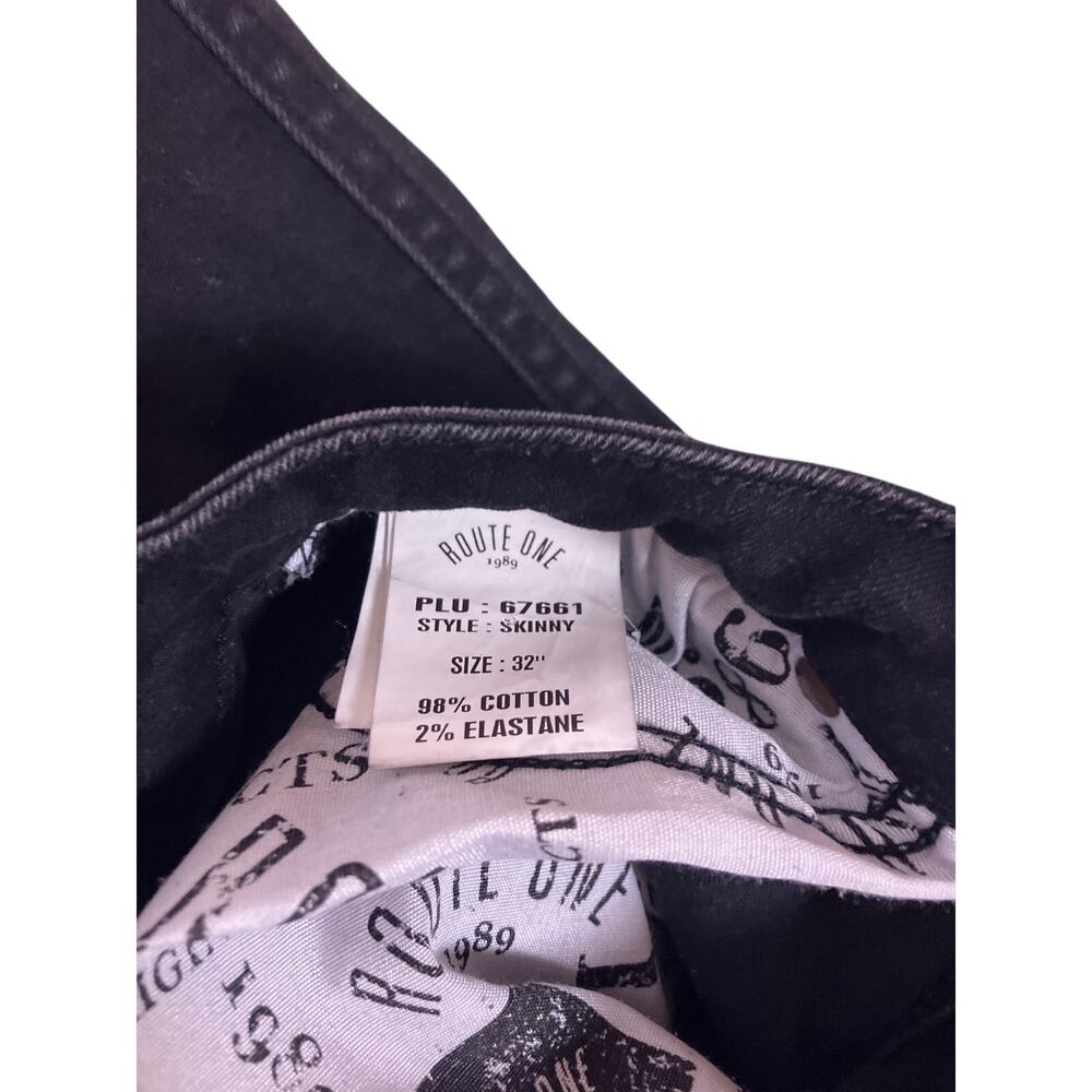 Route One Black Skinny Jeans Womens 32x31 Stretch Denim Pants - Picture 5 of 8